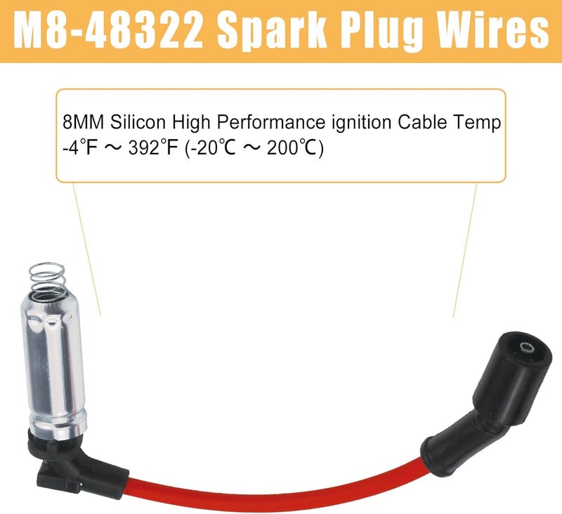 MANUTEX 41-110 Iridium Spark Plugs & M8-48322 Spark Plug Wires for 5.3 6.0L 6.2L Chev-y GM-C Silve-rado Subu-rban Avalan-che Cadi-llac Escal-ade Yu-kon Sierra V8 LS Truck Red (Pack of 8) - Image 3